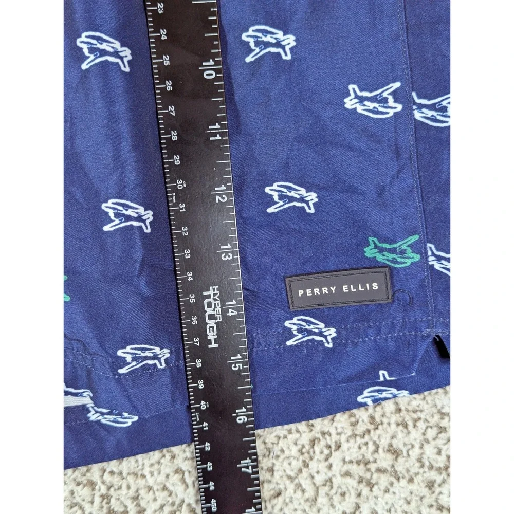 Perry Ellis Swim Trunks All Over Sea Plane Print Men's‎ Medium Blue Swim Surf